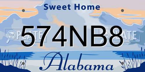 574NB8 Alabama License Plate
