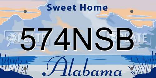 574NSB Alabama License Plate