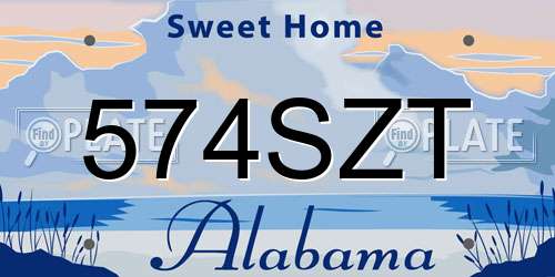574SZT Alabama License Plate