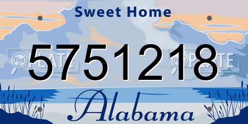 5751218 Alabama License Plate