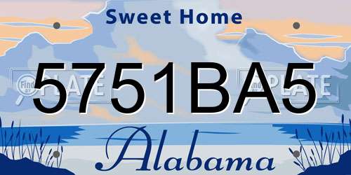 5751BA5 Alabama License Plate