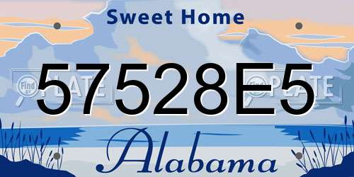 57528E5 Alabama License Plate