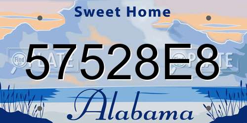 57528E8 Alabama License Plate