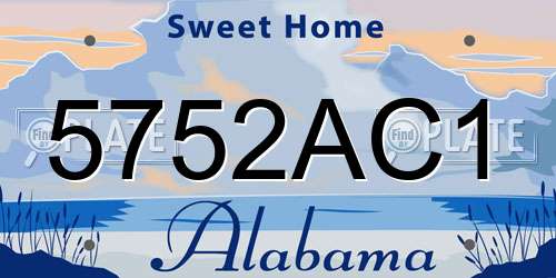 5752AC1 Alabama License Plate