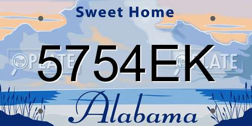 5754EK Alabama License Plate