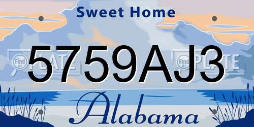5759AJ3 Alabama License Plate