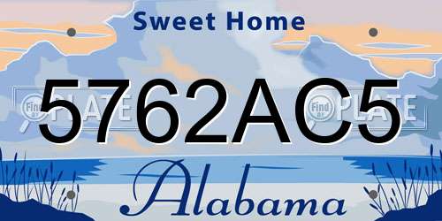 5762AC5 Alabama License Plate