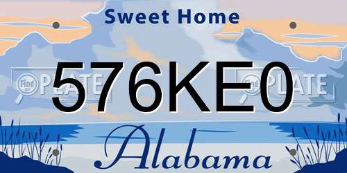 576KE0 Alabama License Plate