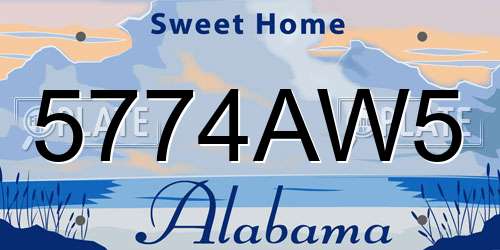 5774AW5 Alabama License Plate