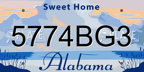 5774BG3 Alabama License Plate