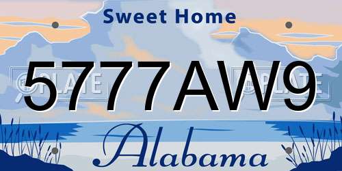 5777AW9 Alabama License Plate