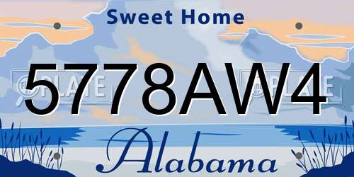 5778AW4 Alabama License Plate