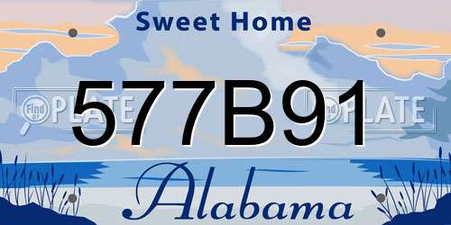 577B91 Alabama License Plate