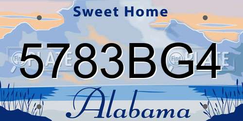 5783BG4 Alabama License Plate