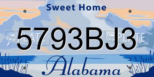 5793BJ3 Alabama License Plate