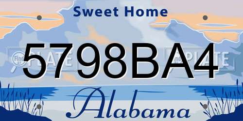 5798BA4 Alabama License Plate