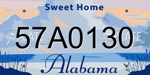 57A0130 Alabama License Plate