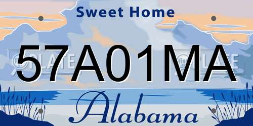 57A01MA Alabama License Plate