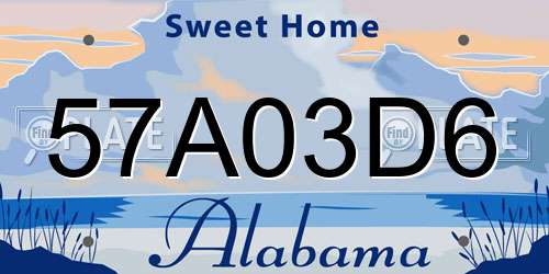 57A03D6 Alabama License Plate