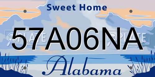 57A06NA Alabama License Plate