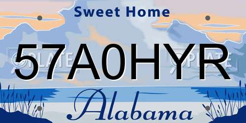 57A0HYR Alabama License Plate