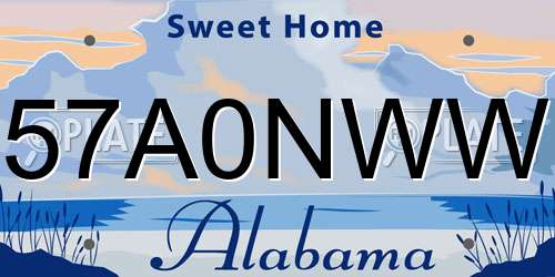57A0NWW Alabama License Plate
