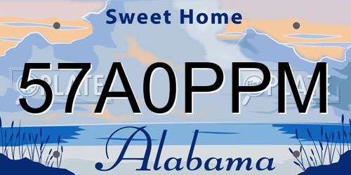 57A0PPM Alabama License Plate