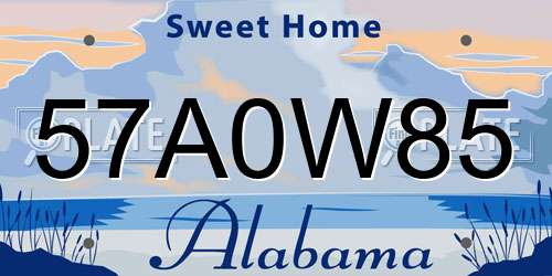 57A0W85 Alabama License Plate