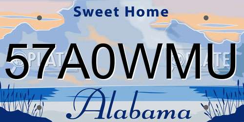 57A0WMU Alabama License Plate