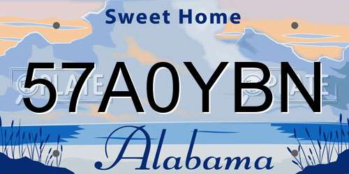 57A0YBN Alabama License Plate