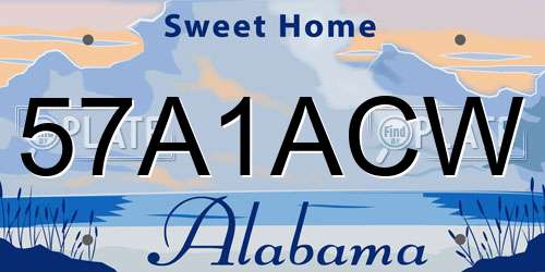 57A1ACW Alabama License Plate