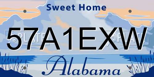 57A1EXW Alabama License Plate