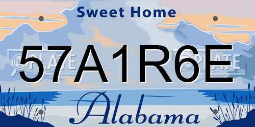 57A1R6E Alabama License Plate