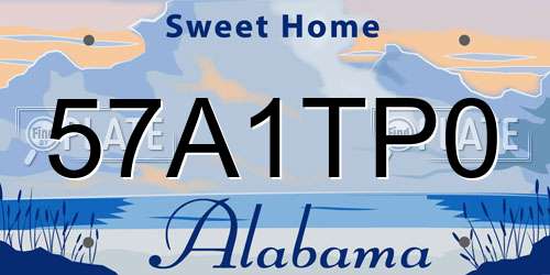 57A1TP0 Alabama License Plate