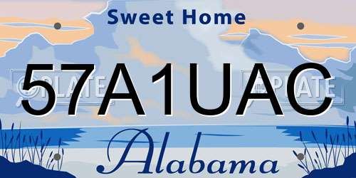 57A1UAC Alabama License Plate