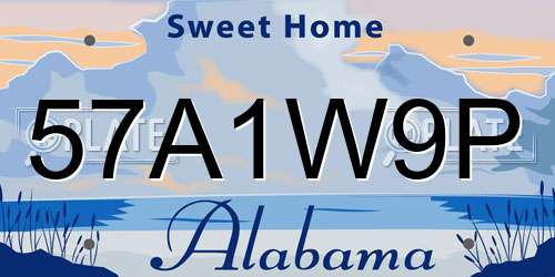 57A1W9P Alabama License Plate