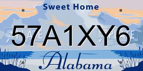 57A1XY6 Alabama License Plate