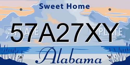 57A27XY Alabama License Plate