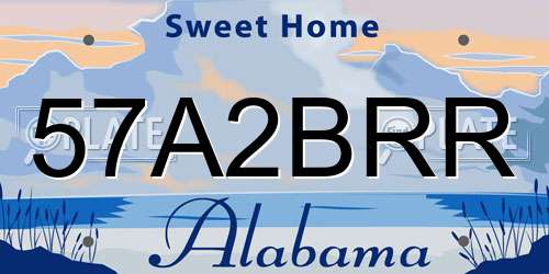 57A2BRR Alabama License Plate