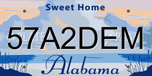 57A2DEM Alabama License Plate