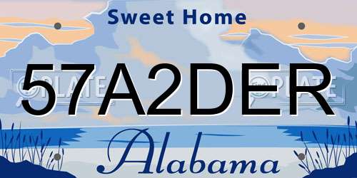 57A2DER Alabama License Plate