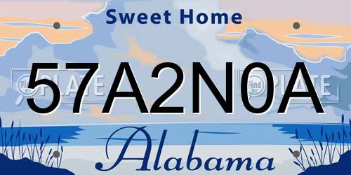 57A2N0A Alabama License Plate