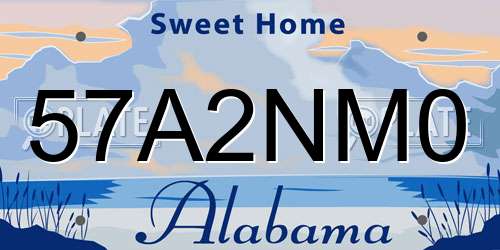 57A2NM0 Alabama License Plate