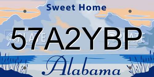 57A2YBP Alabama License Plate