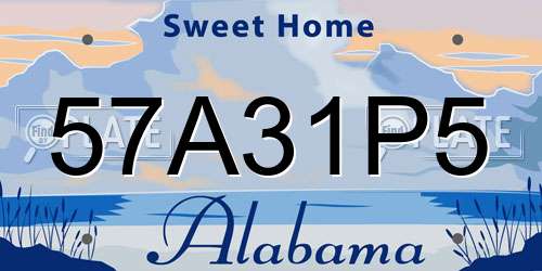 57A31P5 Alabama License Plate