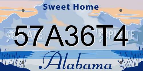 57A36T4 Alabama License Plate