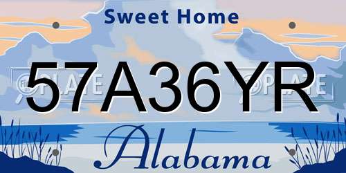 57A36YR Alabama License Plate