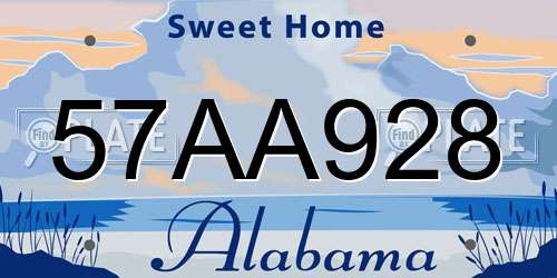 57AA928 Alabama License Plate
