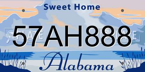 57AH888 Alabama License Plate