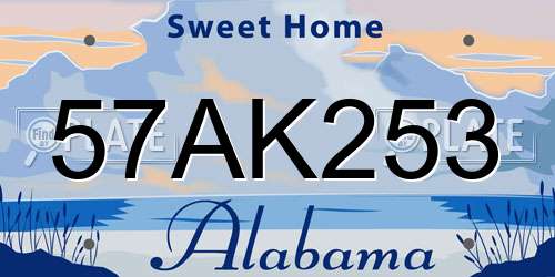 57AK253 Alabama License Plate